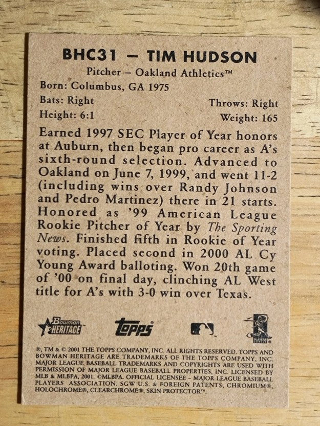 2001 Bowman Heritage Chrome #31 Tim Hudson