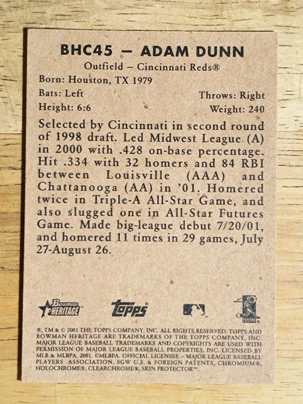 2001 Bowman Heritage Chrome #45 Adam Dunn