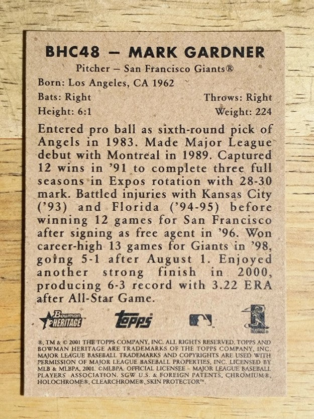 2001 Bowman Heritage Chrome #48 Mark Gardner