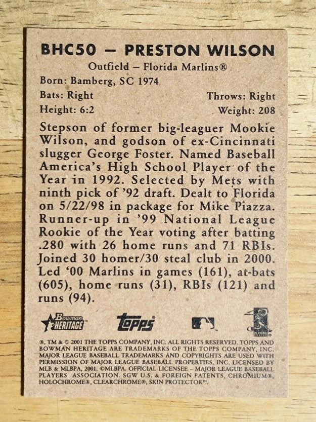 2001 Bowman Heritage Chrome #50 Preston Wilson