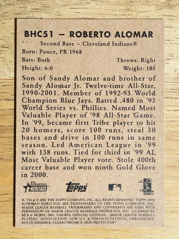 2001 Bowman Heritage Chrome #51 Roberto Alomar