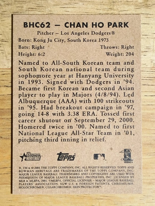 2001 Bowman Heritage Chrome #62 Chan Ho Park
