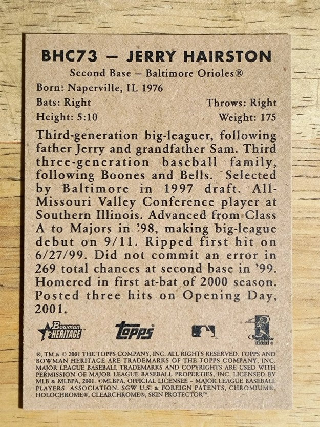 2001 Bowman Heritage Chrome #73 Jerry Hairston Jr.
