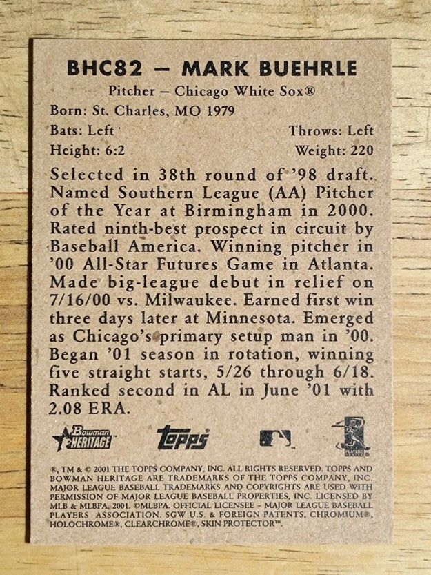 2001 Bowman Heritage Chrome #82 Mark Buehrle