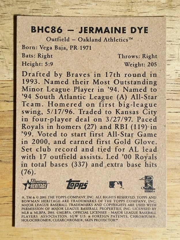 2001 Bowman Heritage Chrome #86 Jermaine Dye
