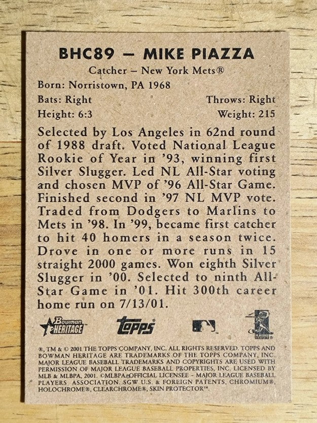 2001 Bowman Heritage Chrome #89 Mike Piazza