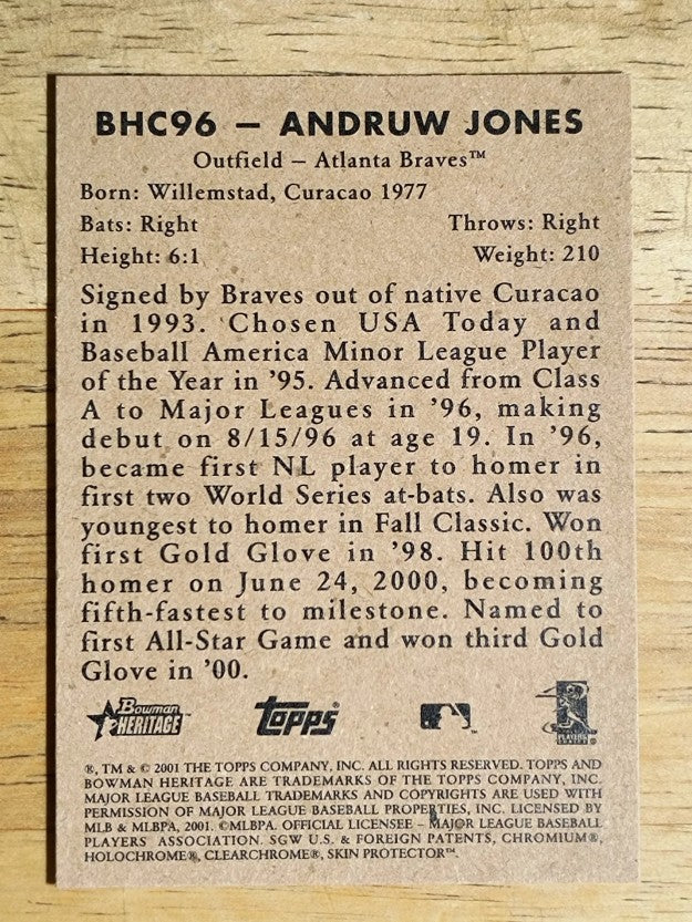 2001 Bowman Heritage Chrome #96 Andruw Jones