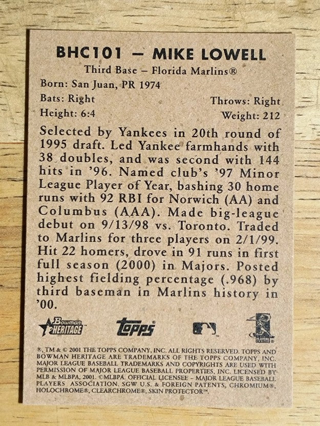2001 Bowman Heritage Chrome #101 Mike Lowell