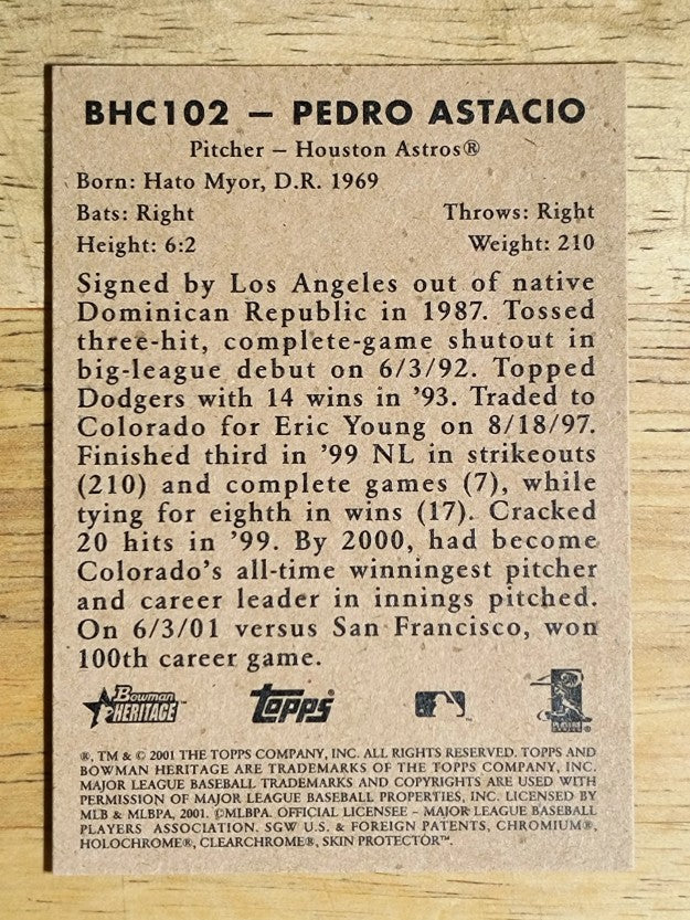 2001 Bowman Heritage Chrome #102 Pedro Astacio