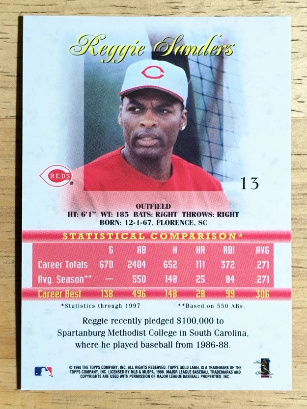 1998 Topps Gold Label Class 1 #13 Reggie Sanders