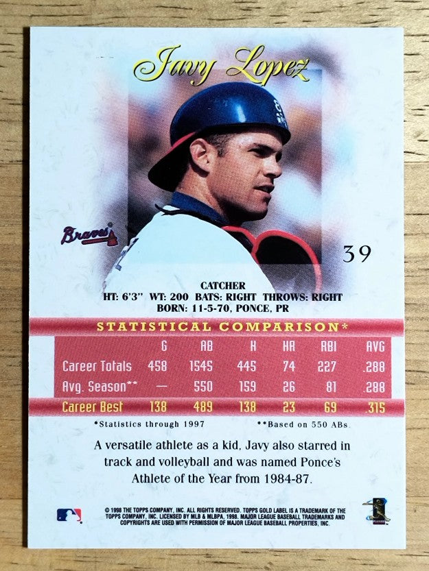 1998 Topps Gold Label Class 1 #39 Javy Lopez