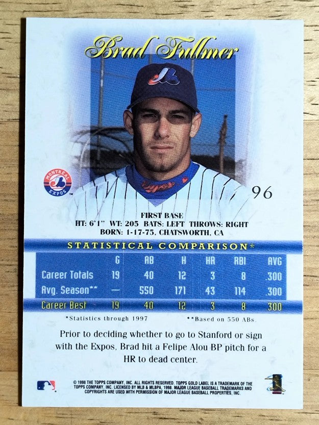 1998 Topps Gold Label Class 1 #96 Brad Fullmer