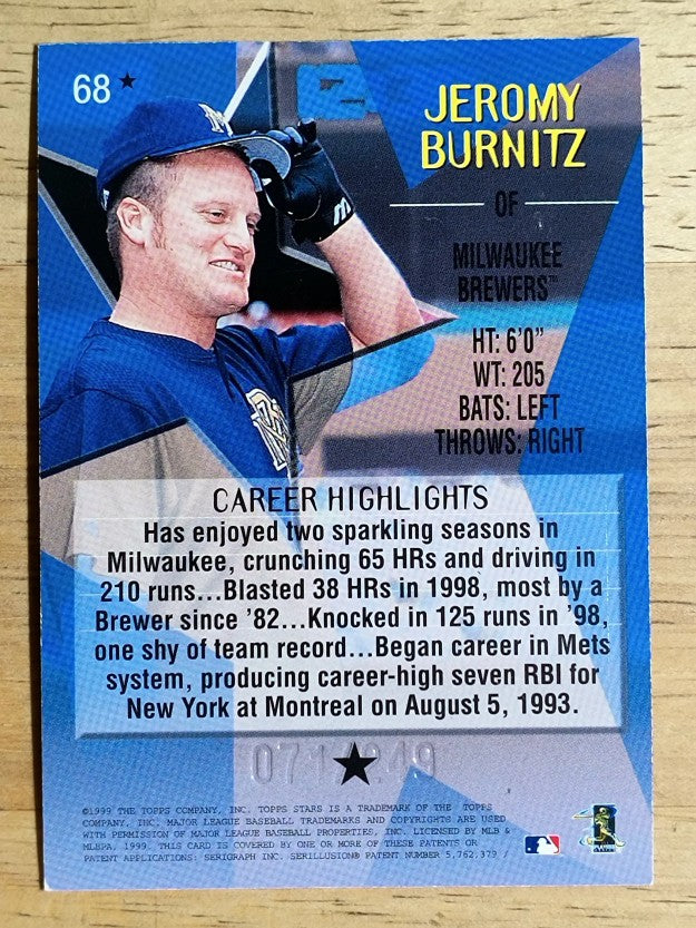 1999 Topps Stars One Star Foil #68 Jeromy Burnitz (EXMT)