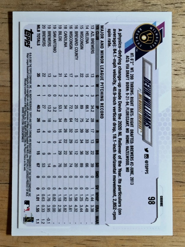 2021 Topps Chrome #98 Devin Williams