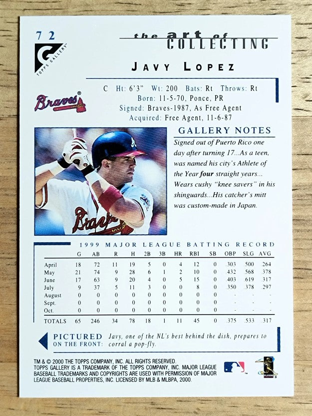 2000 Topps Gallery #72 Javy Lopez