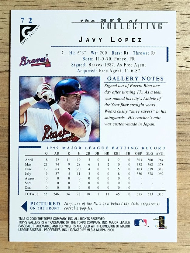 2000 Topps Gallery #72 Javy Lopez