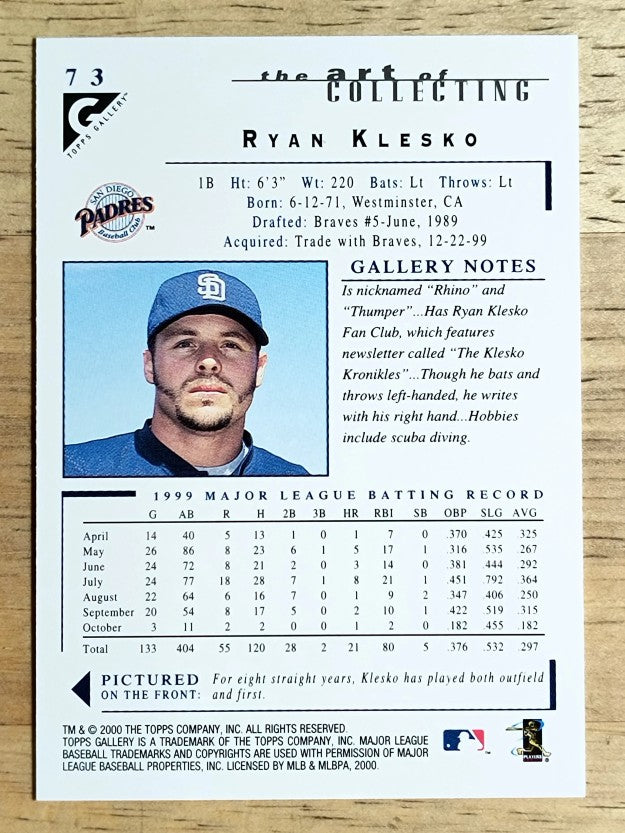 2000 Topps Gallery #73 Ryan Klesko