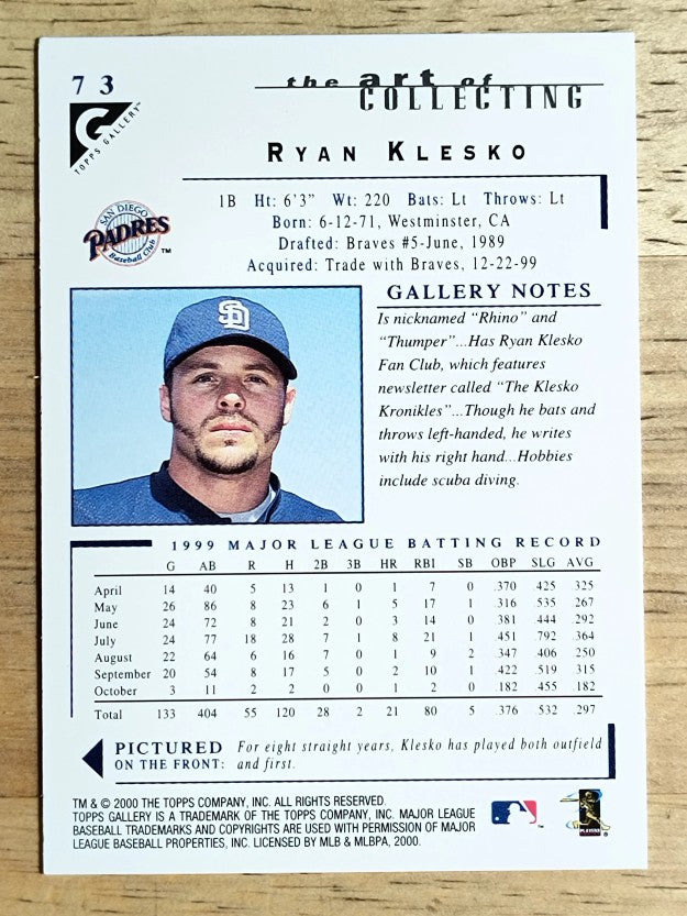 2000 Topps Gallery #73 Ryan Klesko