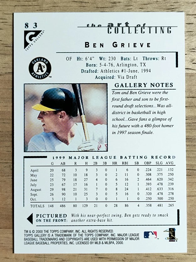 2000 Topps Gallery #83 Ben Grieve
