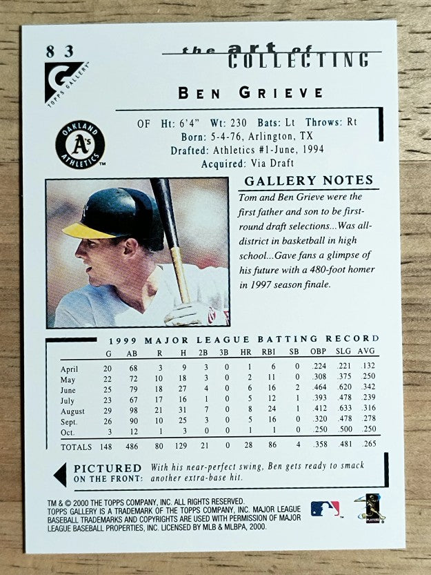 2000 Topps Gallery #83 Ben Grieve