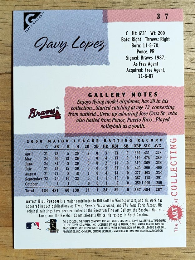 2001 Topps Gallery #37 Javy Lopez