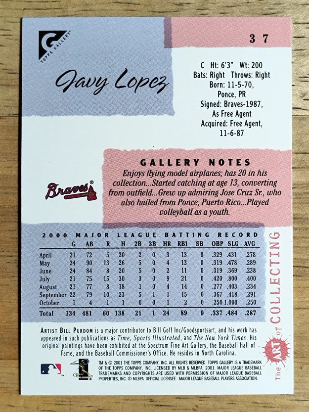 2001 Topps Gallery #37 Javy Lopez