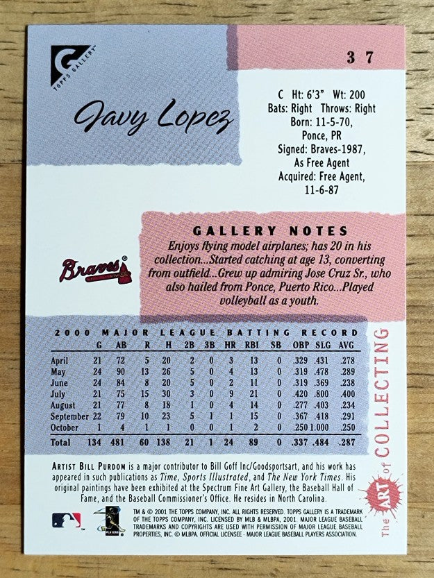 2001 Topps Gallery #37 Javy Lopez