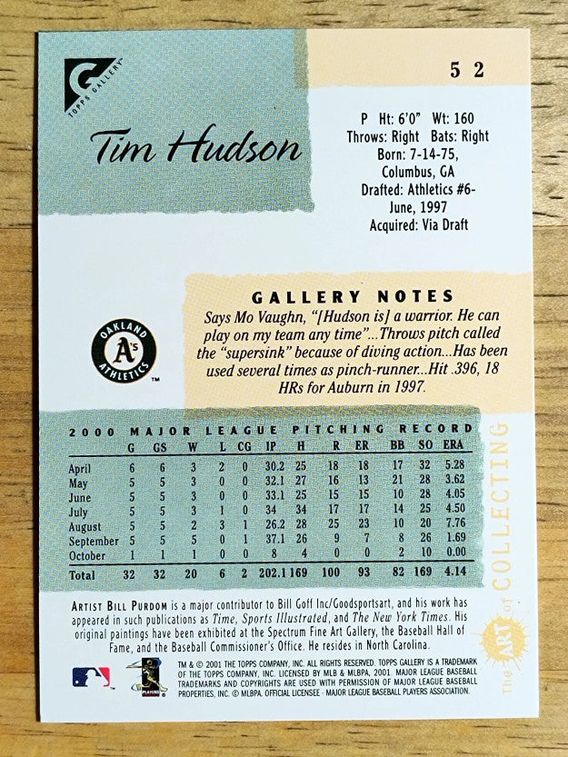 2001 Topps Gallery #52 Tim Hudson
