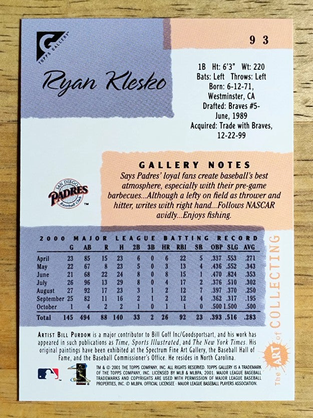 2001 Topps Gallery #93 Ryan Klesko