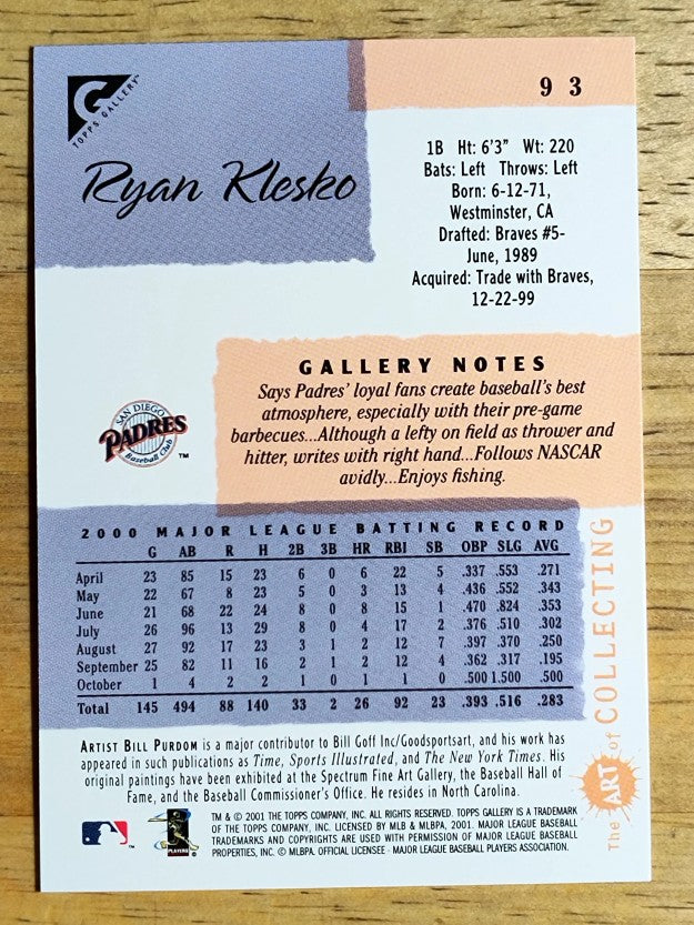 2001 Topps Gallery #93 Ryan Klesko