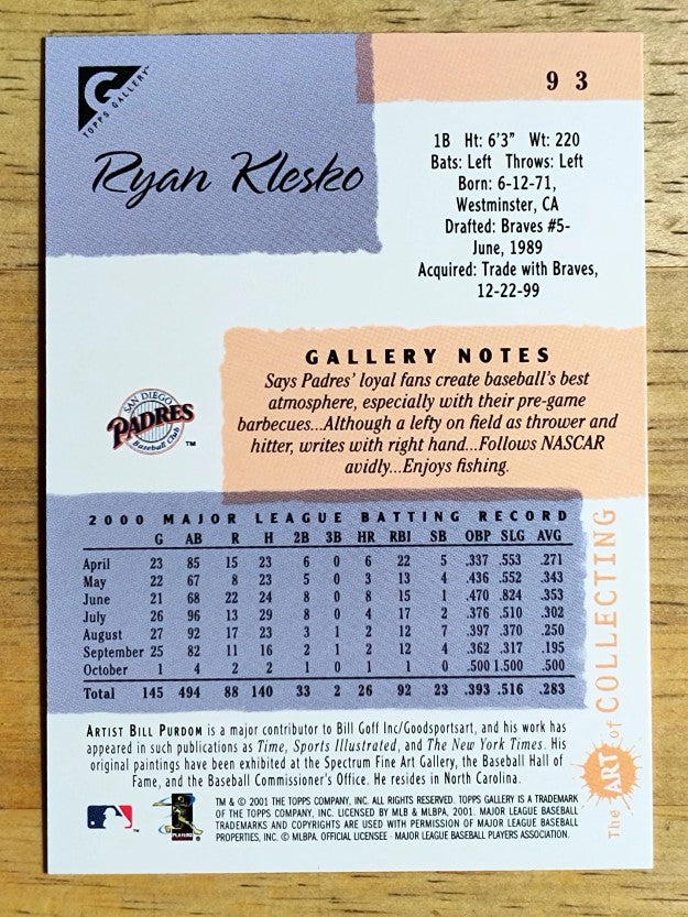 2001 Topps Gallery #93 Ryan Klesko