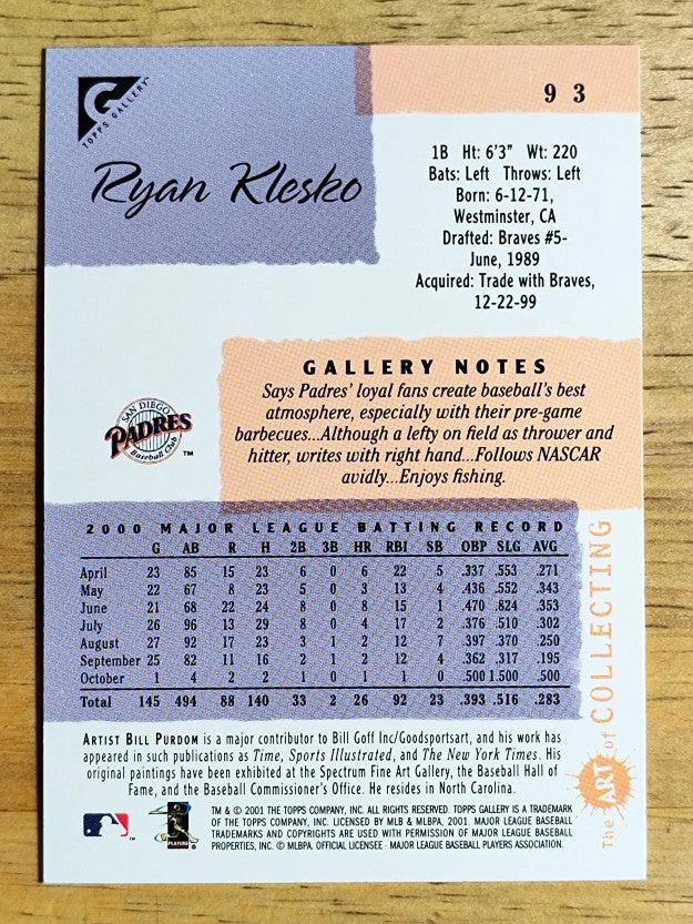 2001 Topps Gallery #93 Ryan Klesko