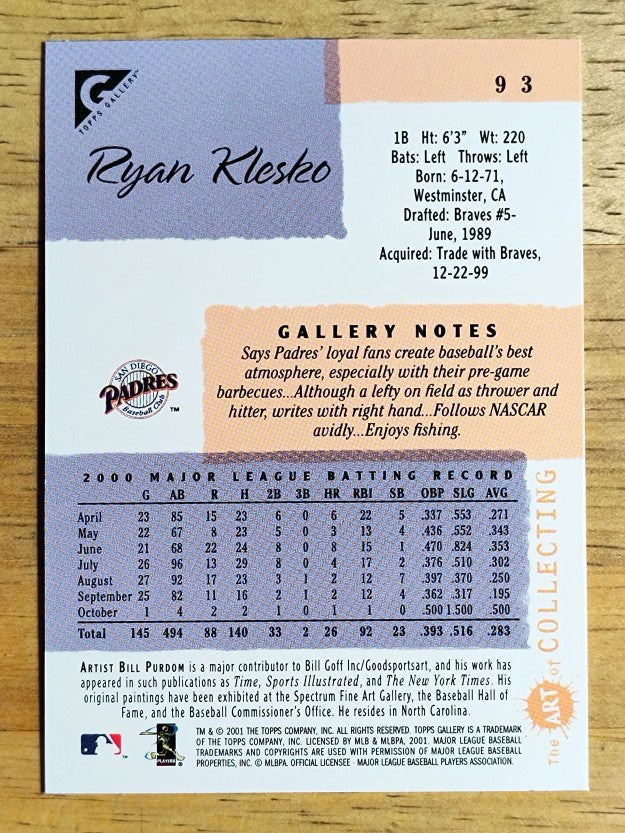 2001 Topps Gallery #93 Ryan Klesko