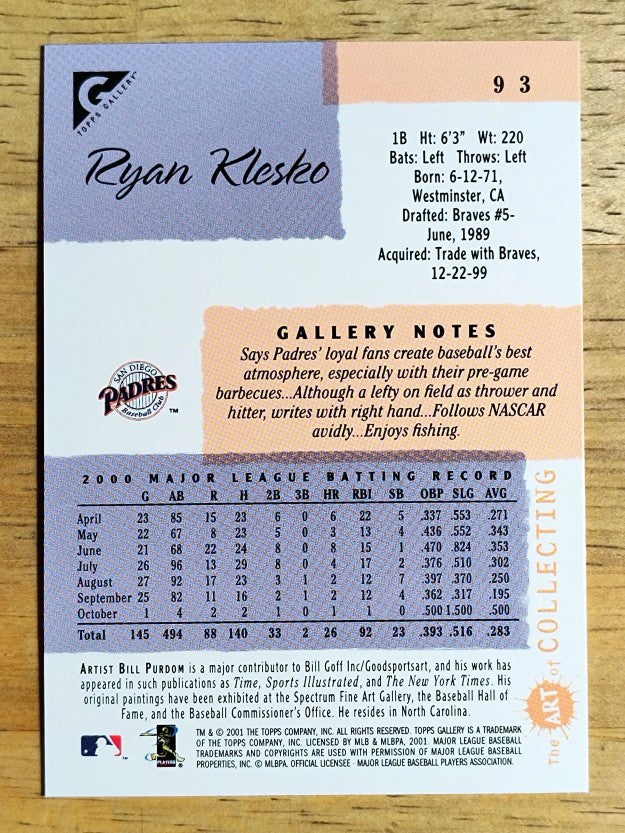 2001 Topps Gallery #93 Ryan Klesko