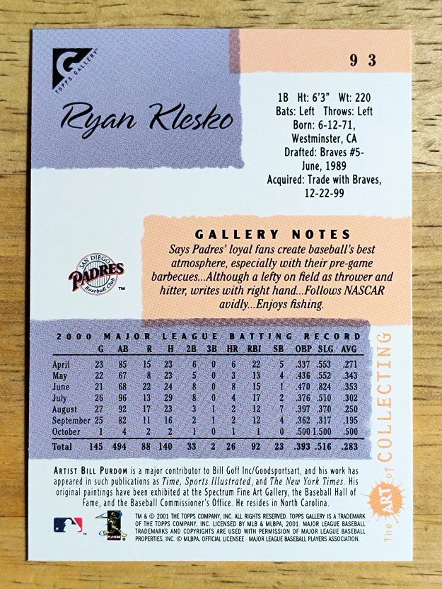 2001 Topps Gallery #93 Ryan Klesko