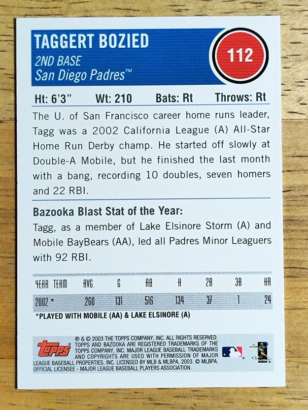 2003 Bazooka #112 Taggert Bozied