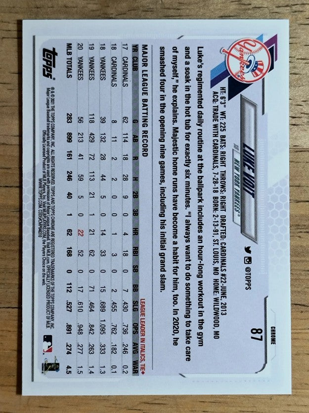 2021 Topps Chrome #87 Luke Voit