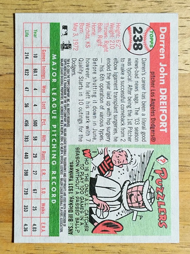 2004 Topps Heritage #238 Darren Dreifort