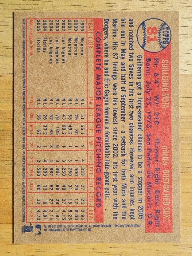 2006 Topps Heritage #81 Guillermo Mota