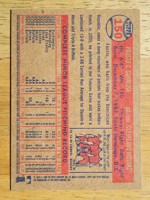 2006 Topps Heritage #150 Fausto Carmona