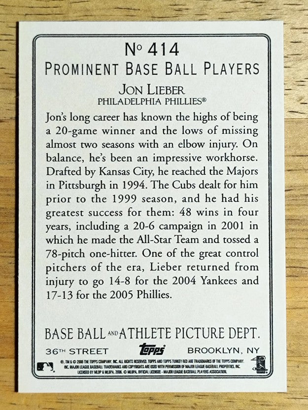 2006 Topps Turkey Red #414 Jon Lieber