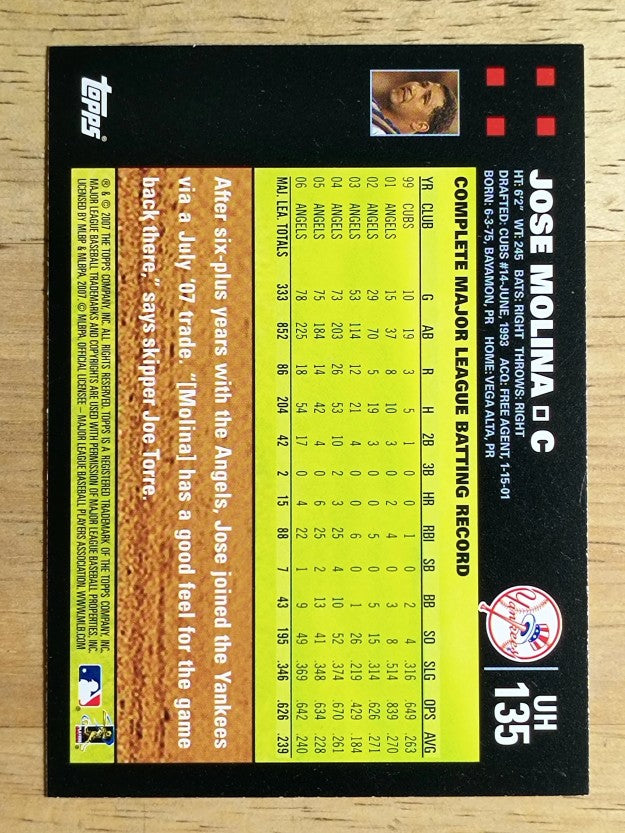 2007 Topps Update #135 Jose Molina