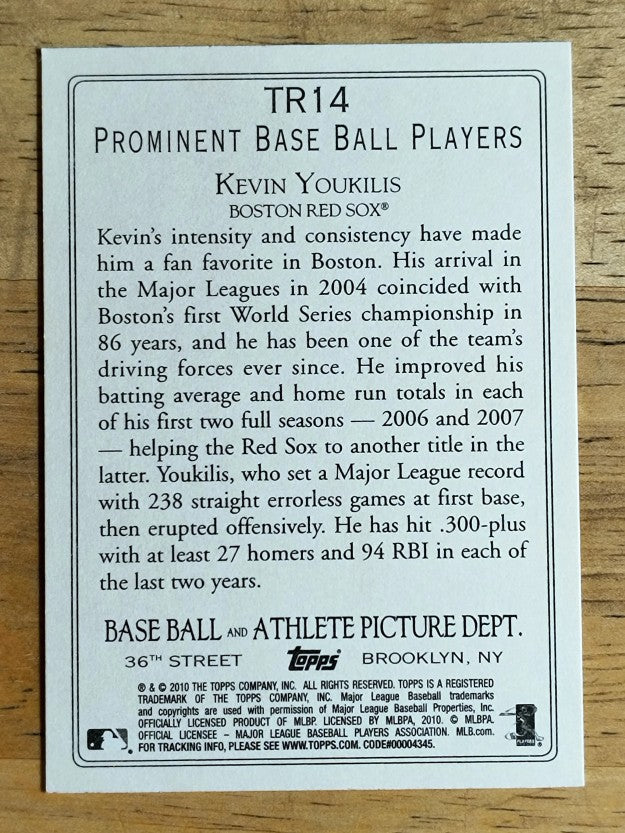 2010 Topps Turkey Red #TR14 Kevin Youkilis