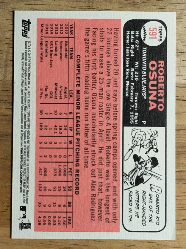 2015 Topps Heritage #591A Roberto Osuna RC