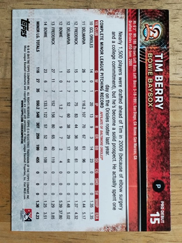 2015 Topps Pro Debut #15 Tim Berry