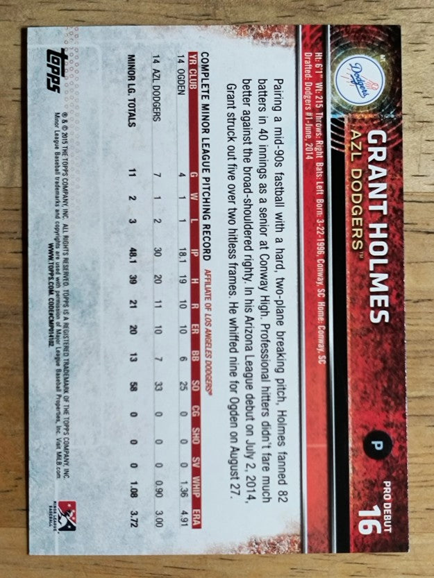 2015 Topps Pro Debut #16 Grant Holmes