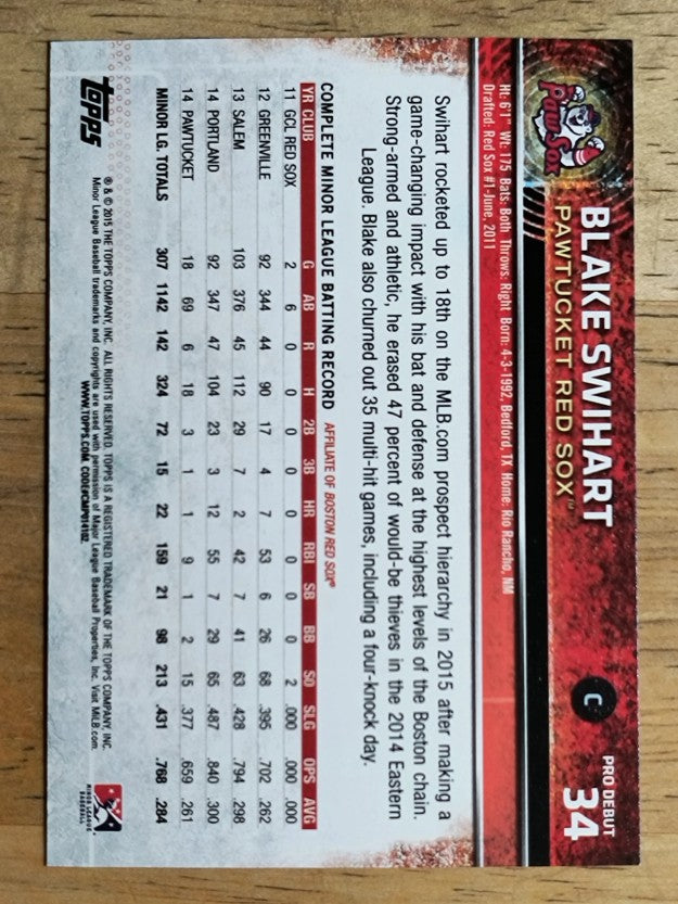 2015 Topps Pro Debut #34 Blake Swihart