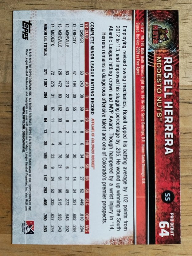 2015 Topps Pro Debut #64 Rosell Herrera