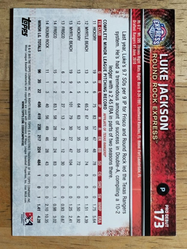2015 Topps Pro Debut #173 Luke Jackson