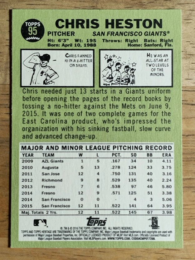 2016 Topps Heritage #95 Chris Heston